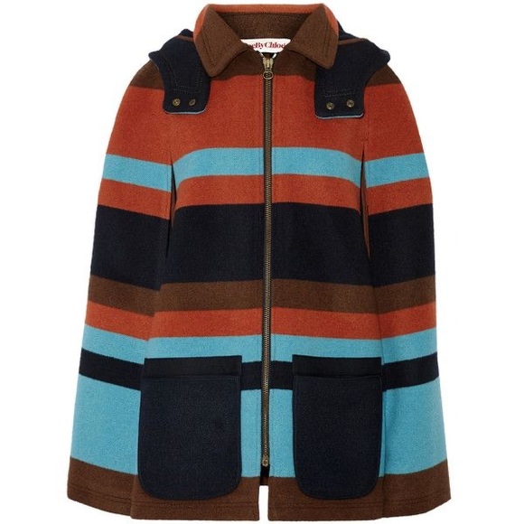 See By Chloe Jackets & Blazers - See by Chloe blanket stripe hooded zip front cape